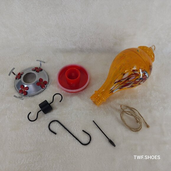 42OZ Orange Glass Hummingbird Bird Feeder Brand New - Picture 5 of 5